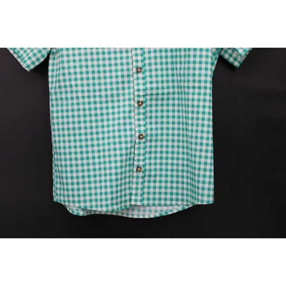ELEANOR ROSE BOYS SIZE 14 GREEN WHITE CHECK BUTTON DOWN SHORT SLEEVE SHIRT - Picture 4 of 9